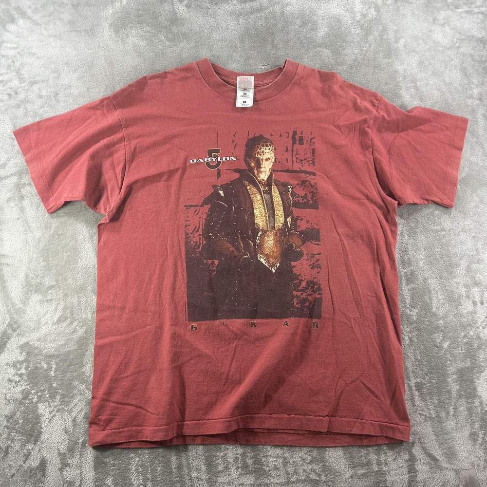 Vintage Fruit Of The Loom Shirt Mens XL Red Babylon 5 G'Kar Graphic Tee 90s